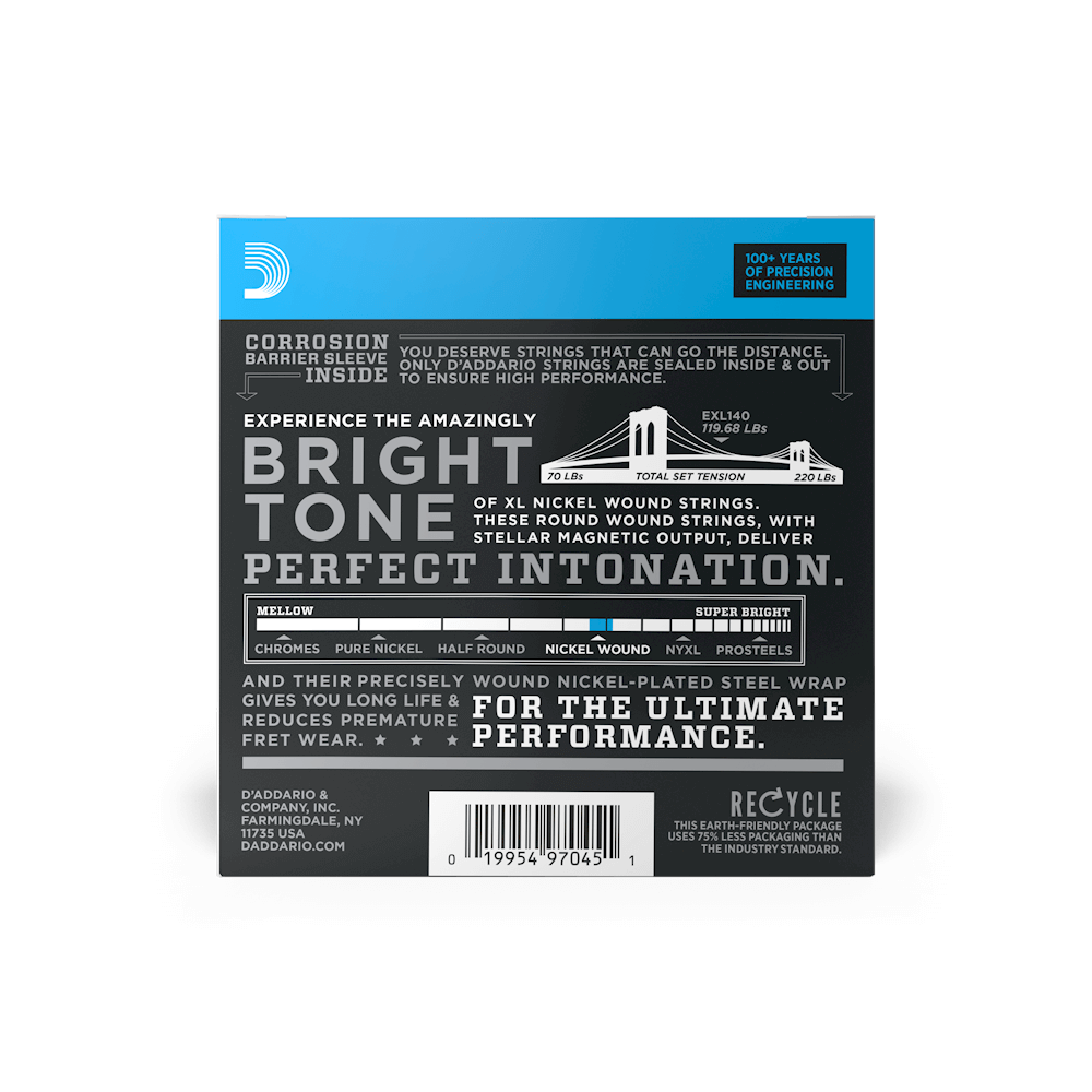 D'Addario 10-52 Light Top/Heavy Bottom, XL Nickel Electric Guitar Strings