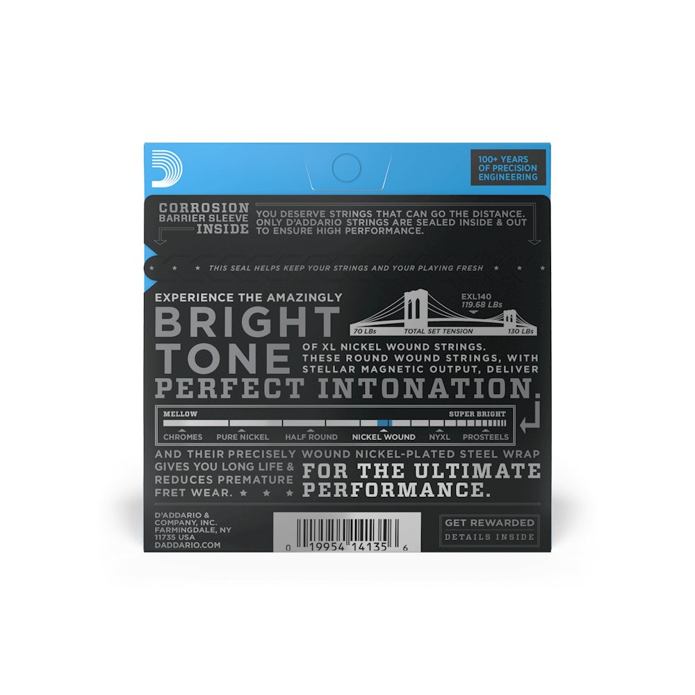 D'Addario 10-52 Light Top/Heavy Bottom, XL Nickel Electric Guitar Strings