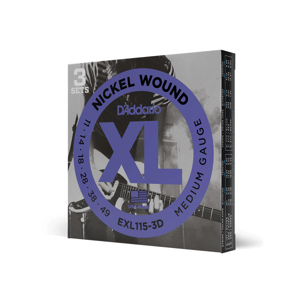 D'Addario 11-49 Medium, XL Nickel Electric Guitar Strings