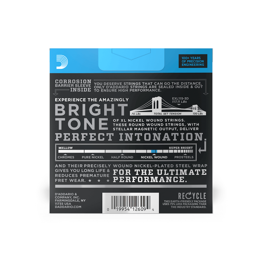 D'Addario 11-49 Medium, XL Nickel Electric Guitar Strings