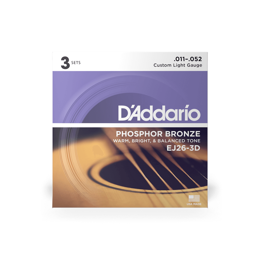 D'Addario 11-52 Custom Light, Phosphor Bronze Acoustic Guitar Strings