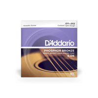 D'Addario 11-52 Custom Light, Phosphor Bronze Acoustic Guitar Strings