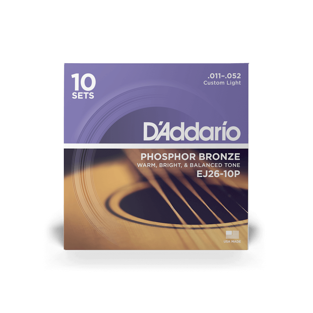 D'Addario 11-52 Custom Light, Phosphor Bronze Acoustic Guitar Strings