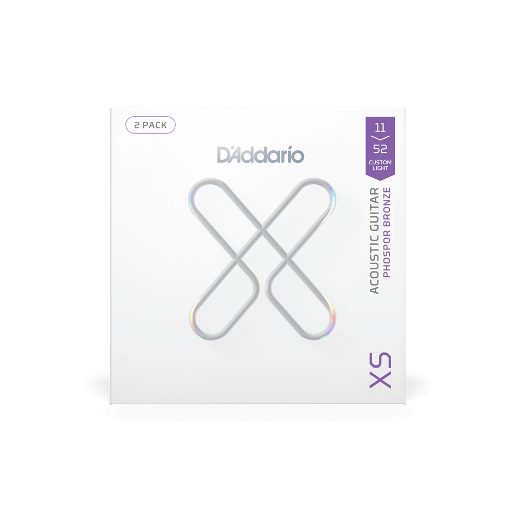 D'Addario 11-52 Custom Light, XS Phosphor Bronze Coated Acoustic Guitar Strings