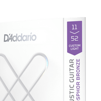 D'Addario 11-52 Custom Light, XS Phosphor Bronze Coated Acoustic Guitar Strings