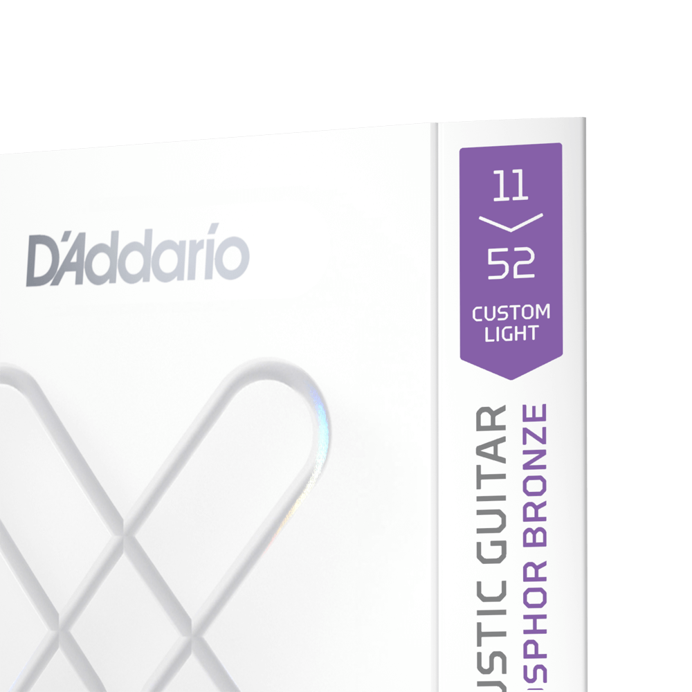 D'Addario 11-52 Custom Light, XS Phosphor Bronze Coated Acoustic Guitar Strings
