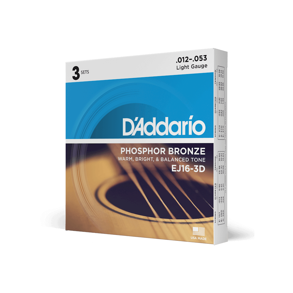 D'Addario 12-53 Light, Phosphor Bronze Acoustic Guitar Strings