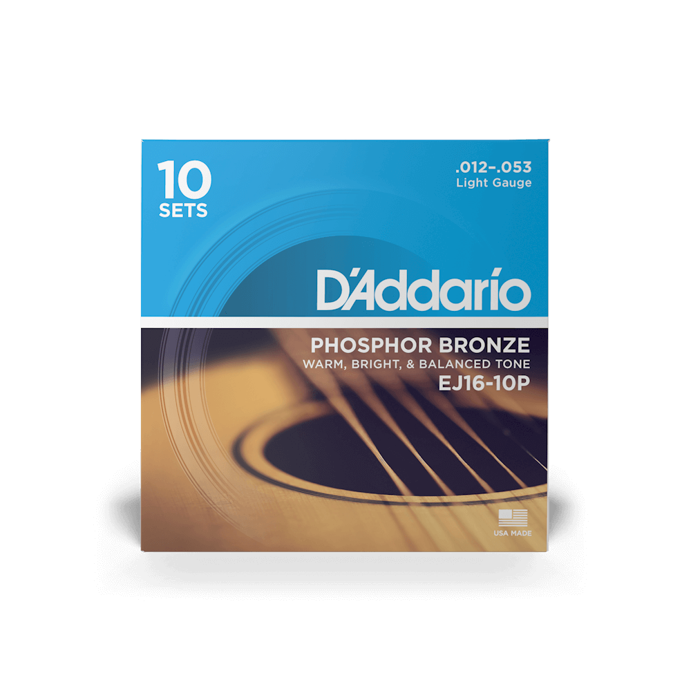 D'Addario 12-53 Light, Phosphor Bronze Acoustic Guitar Strings