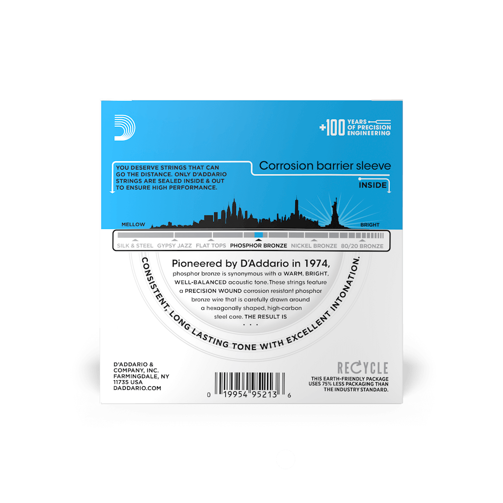 D'Addario 12-53 Light, Phosphor Bronze Acoustic Guitar Strings