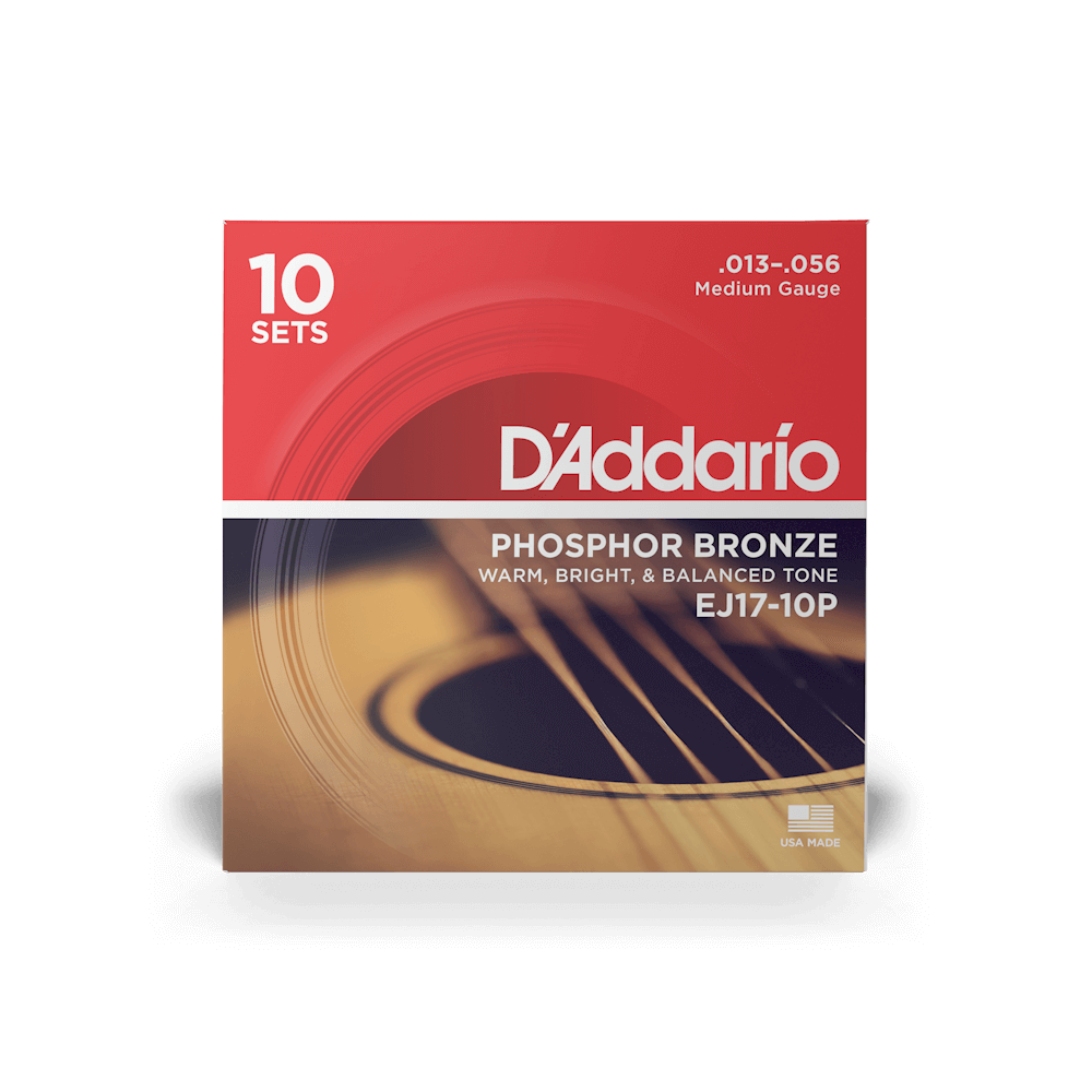 D'Addario 13-56 Medium, Phosphor Bronze Acoustic Guitar Strings