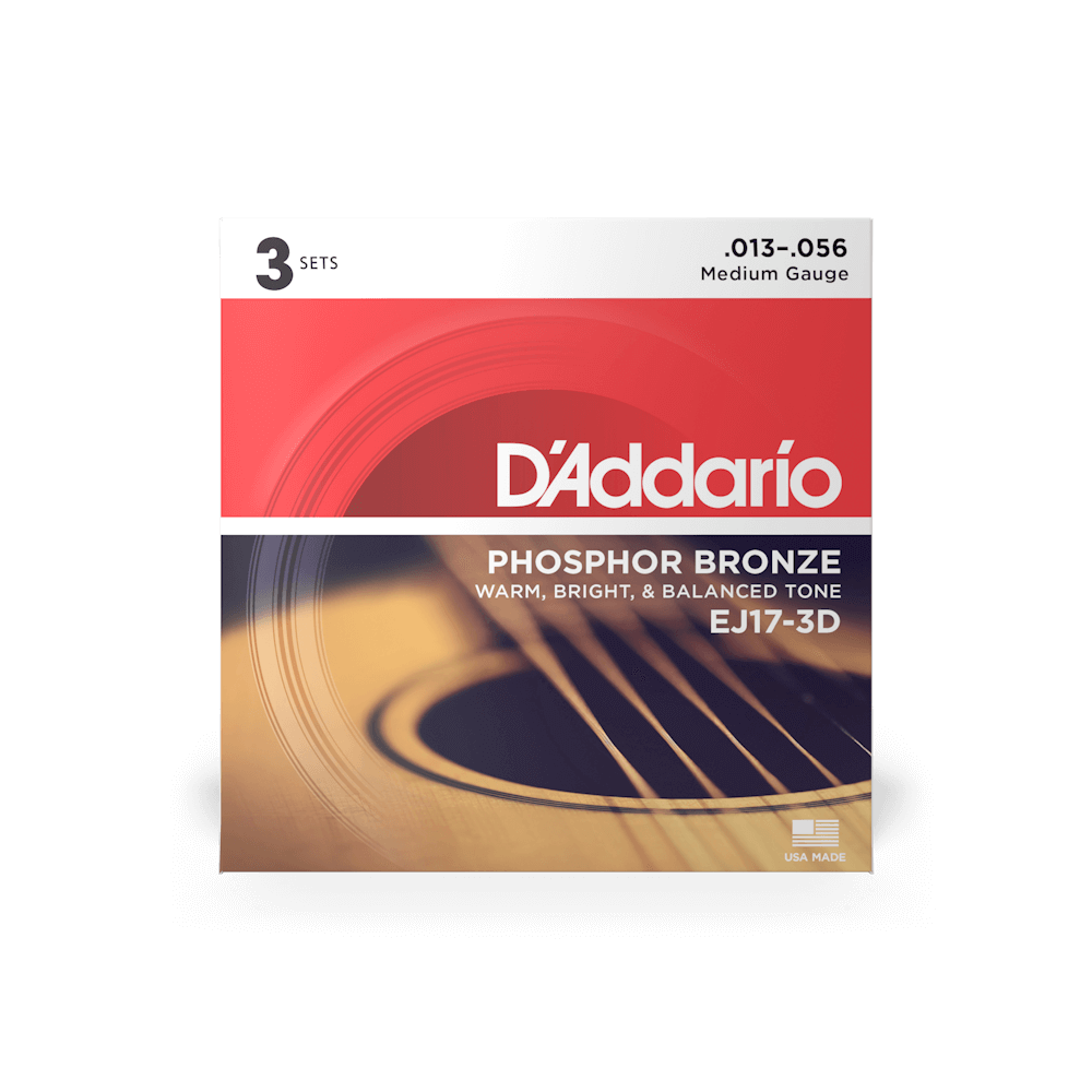 D'Addario 13-56 Medium, Phosphor Bronze Acoustic Guitar Strings