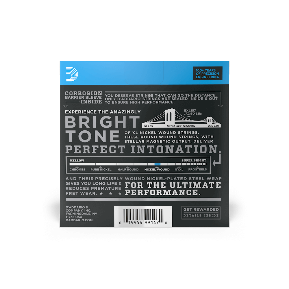 D'Addario 14-68 Medium Baritone, XL Nickel Electric Guitar Strings