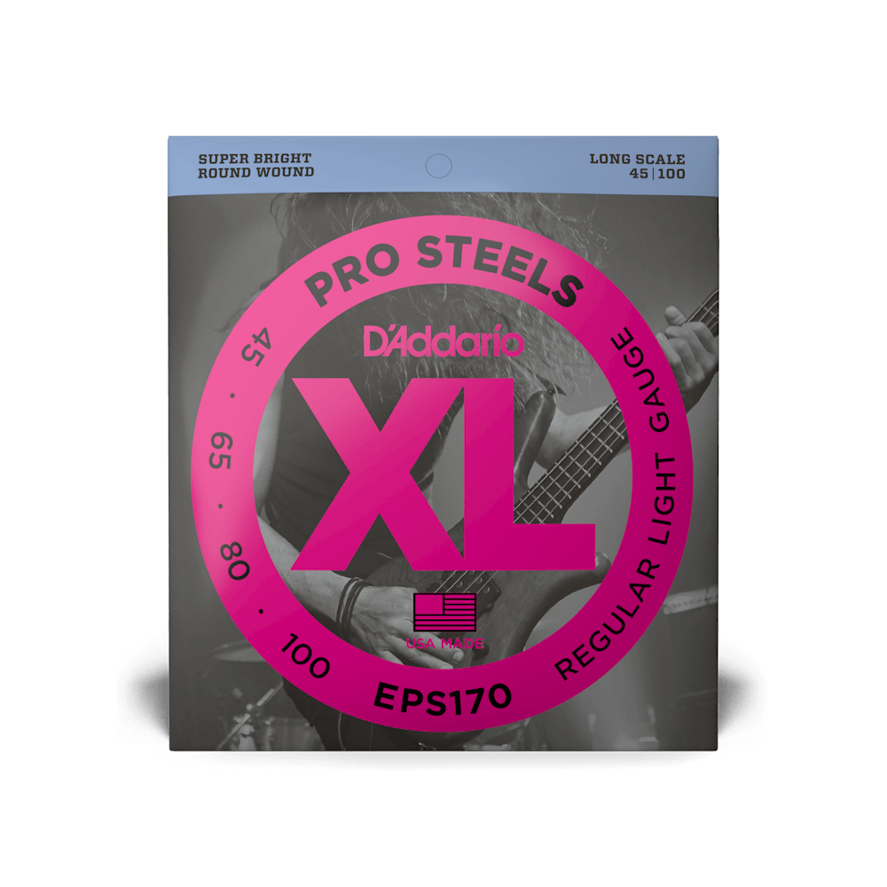 D'Addario 45-100 Regular Light, Long Scale, XL ProSteels Bass Strings