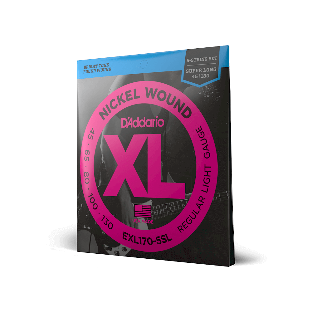 D'Addario 45-130 Regular Light 5-String, Super Long Scale, XL Nickel Bass Strings