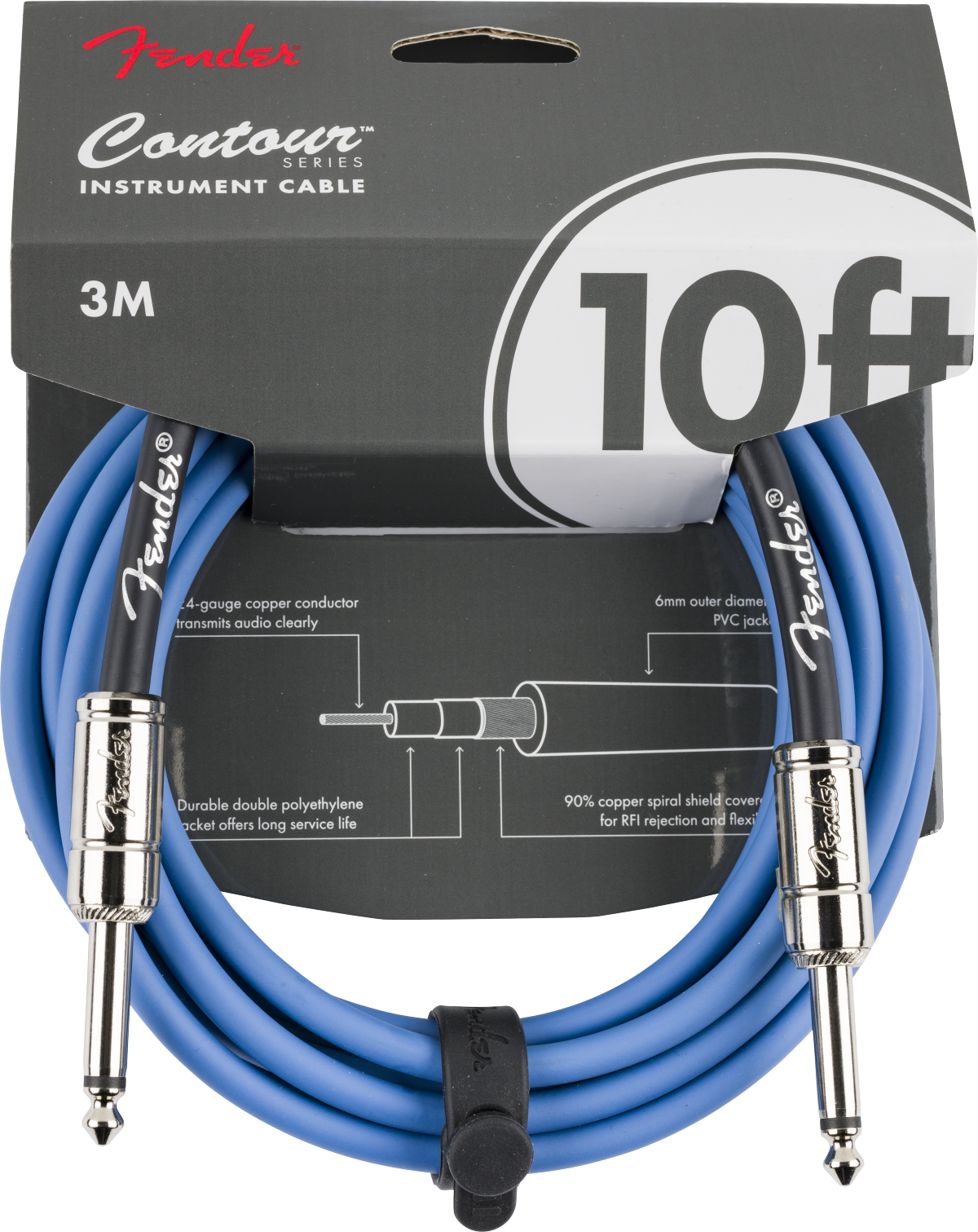Fender Contour Series Instrument Cables, front view