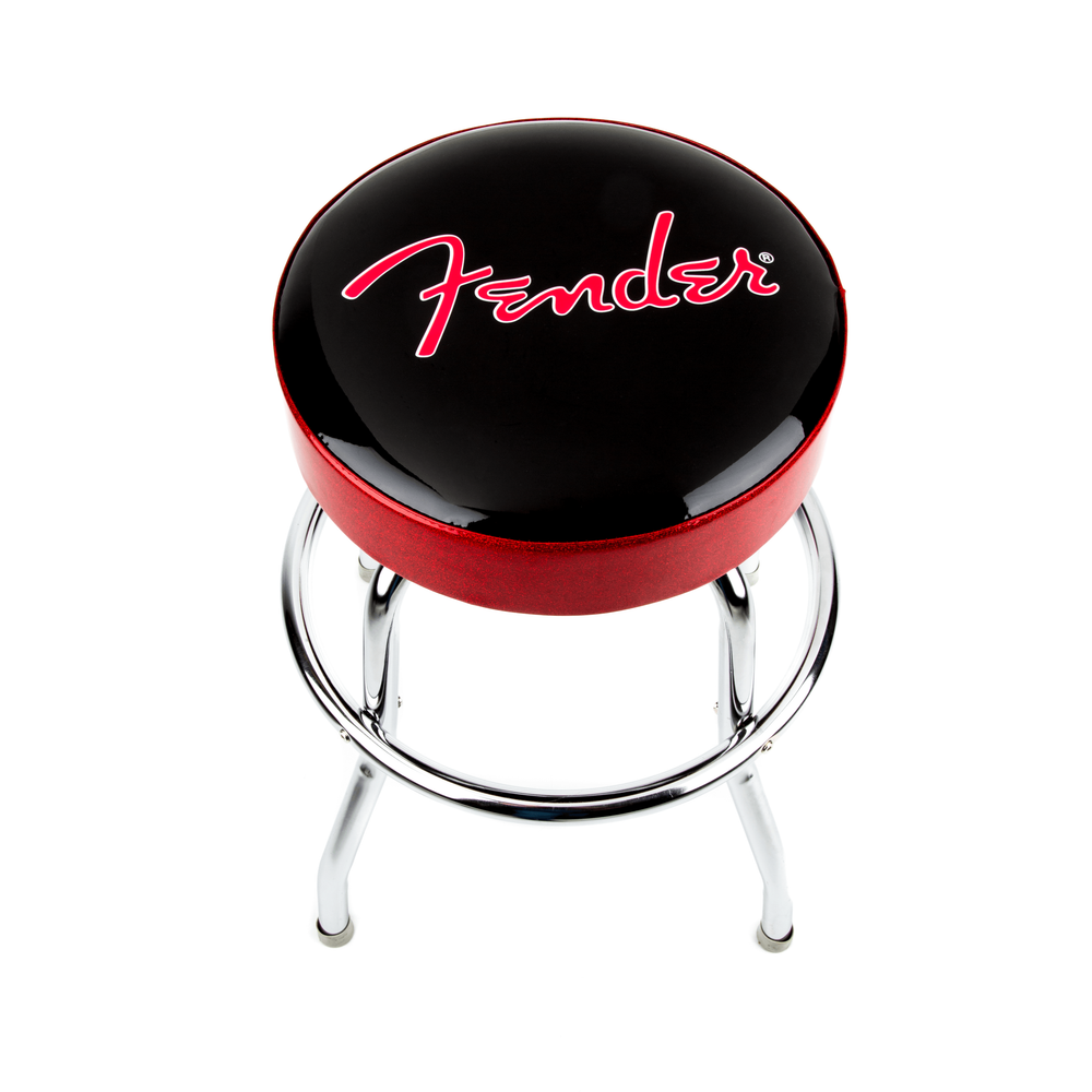 Fender Red Sparkle Logo Barstool, Black and Red Sparkle