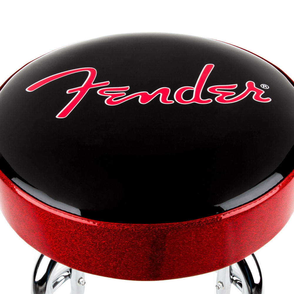 Fender Red Sparkle Logo Barstool, Black and Red Sparkle