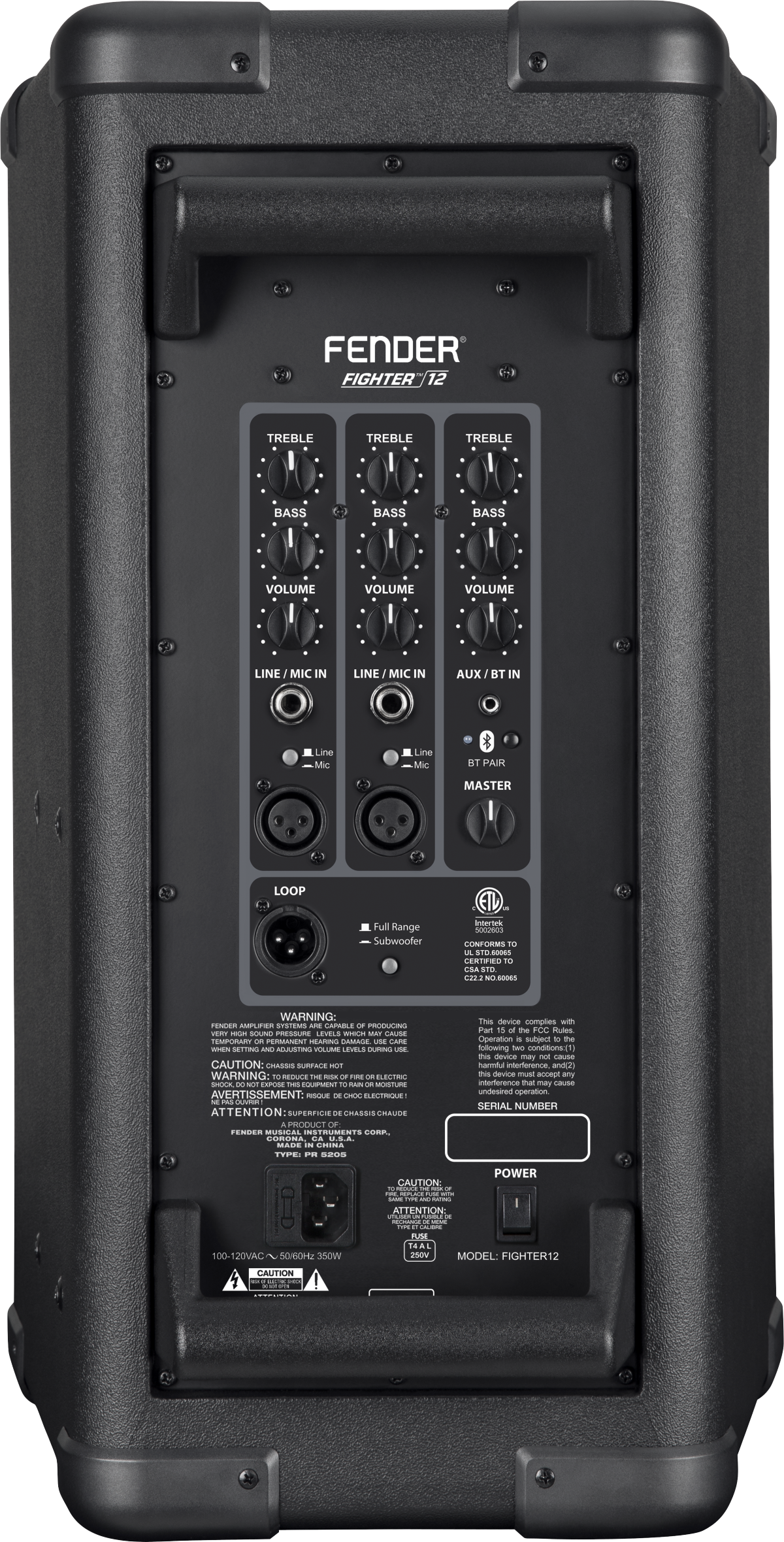 Fender Fighter 12" 2-Way Powered Speaker, back view