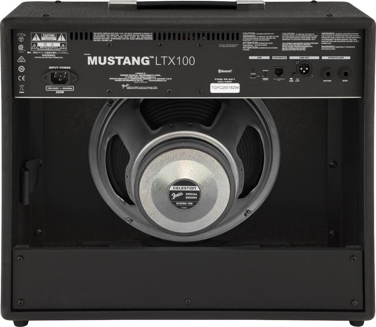 Fender Mustang LTX100, back view
