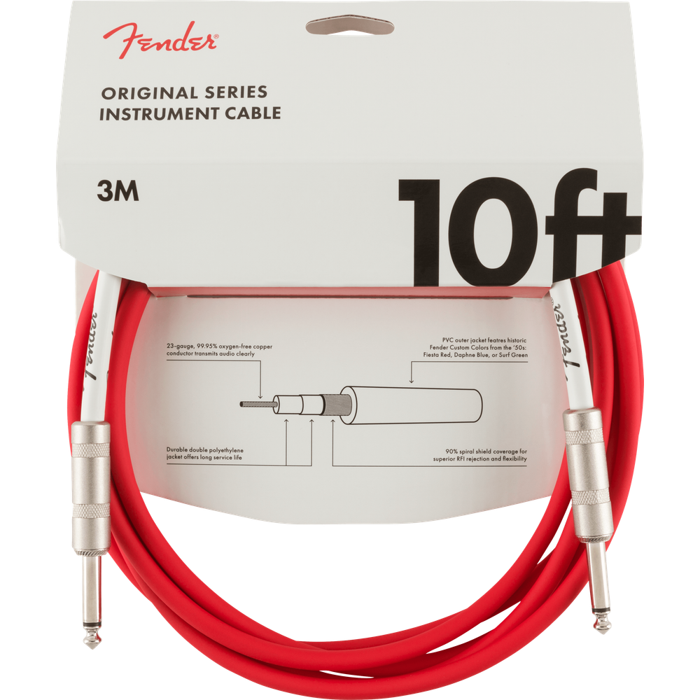 Fender Original Series Instrument Cables Fiesta Red 10 ft (Str/Str) Straight/Straight