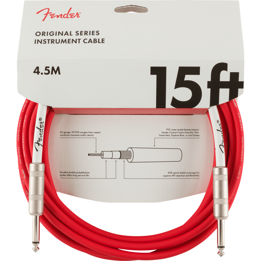 Fender Original Series Instrument Cables Fiesta Red 15 ft (Str/Str) Straight/Straight