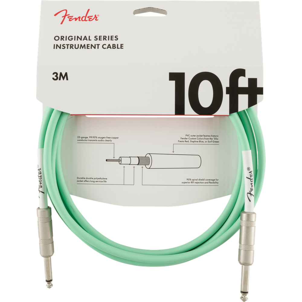 Fender Original Series Instrument Cables Surf Green 10 ft (Str/Str) Straight/Straight