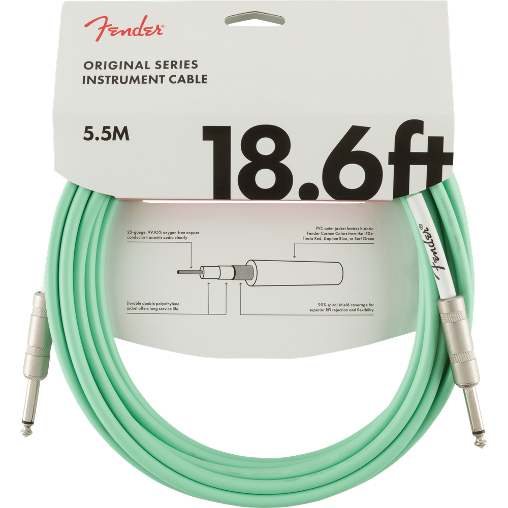 Fender Original Series Instrument Cables Surf Green 18.6 ft (Str/Str) Straight/Straight
