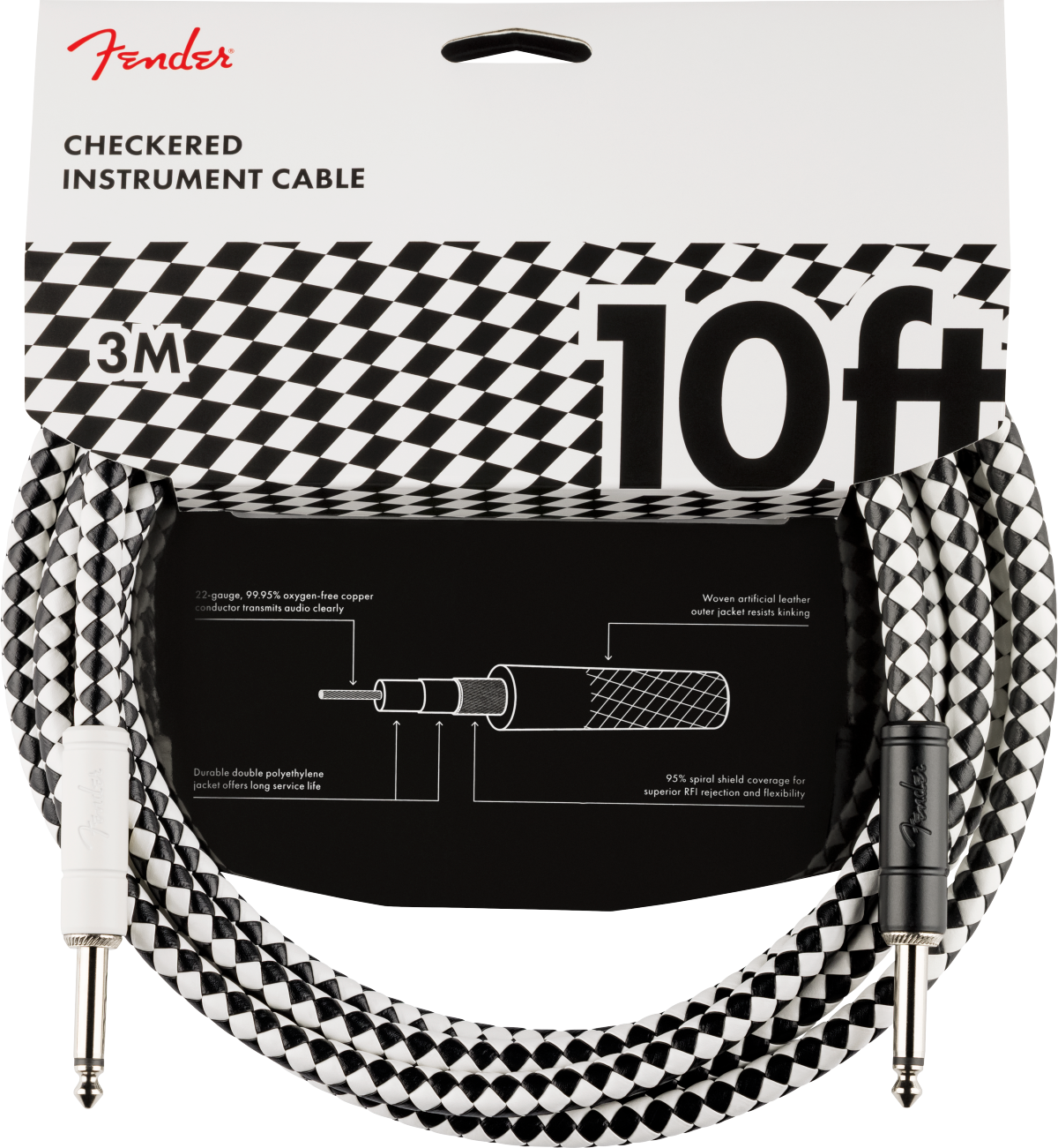 Fender Pro 10' Checkboard Instrument Cable