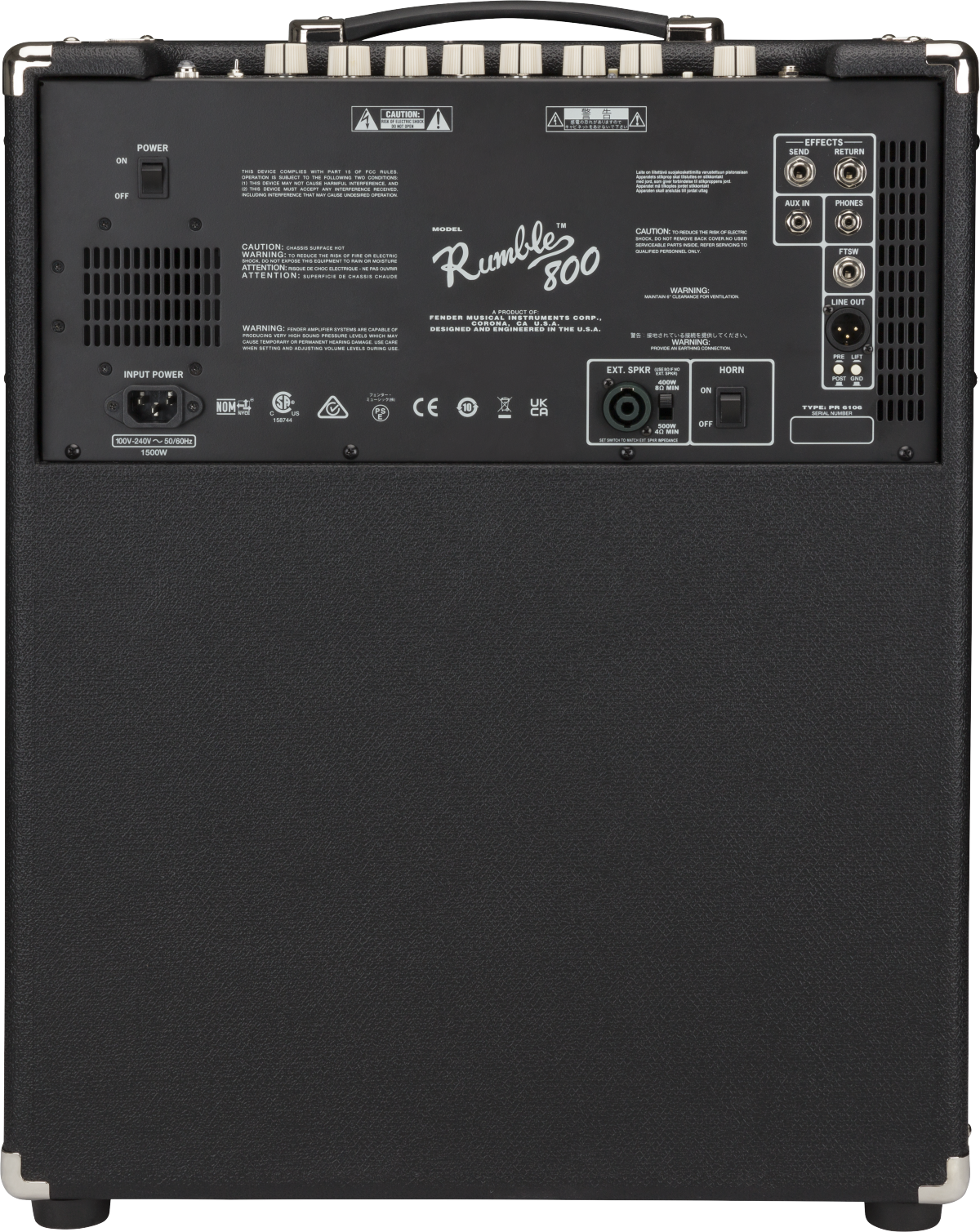 Fender Rumble 800 Combo, back view