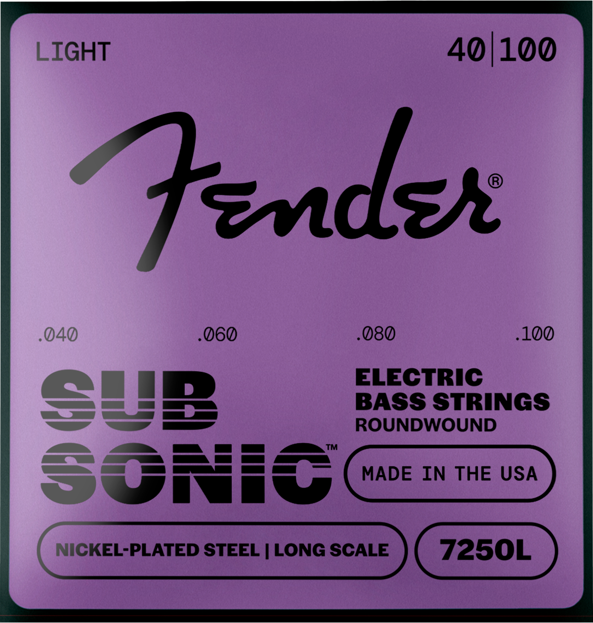 Fender SubSonic 7250 Nickel-Plated Steel Bass Strings, front view