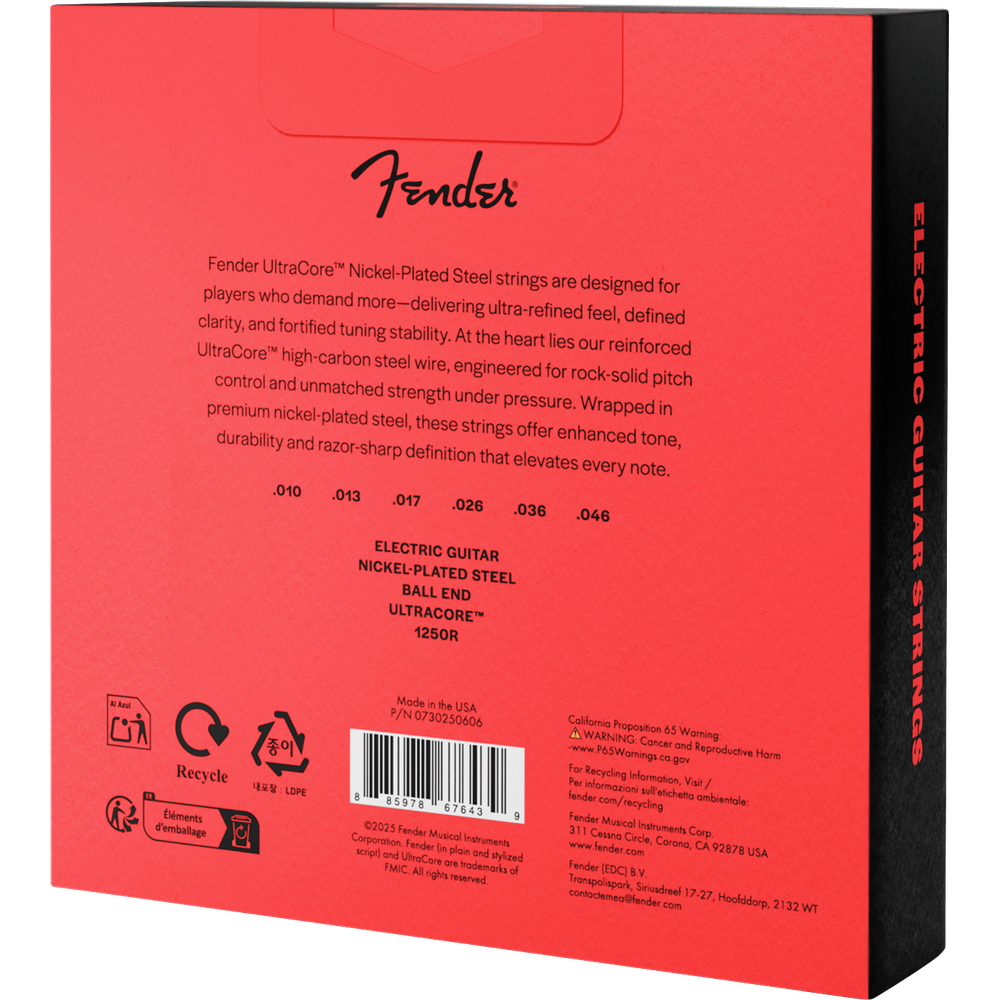 Fender UltraCore 1250 Ball End Electric Guitar Strings (3-Pack) .010-.046