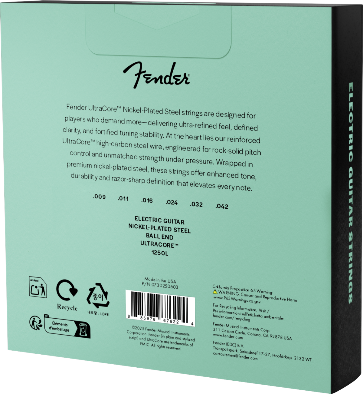 Fender UltraCore 1250 Nickel-Plated Steel Guitar Strings (3-Pack)