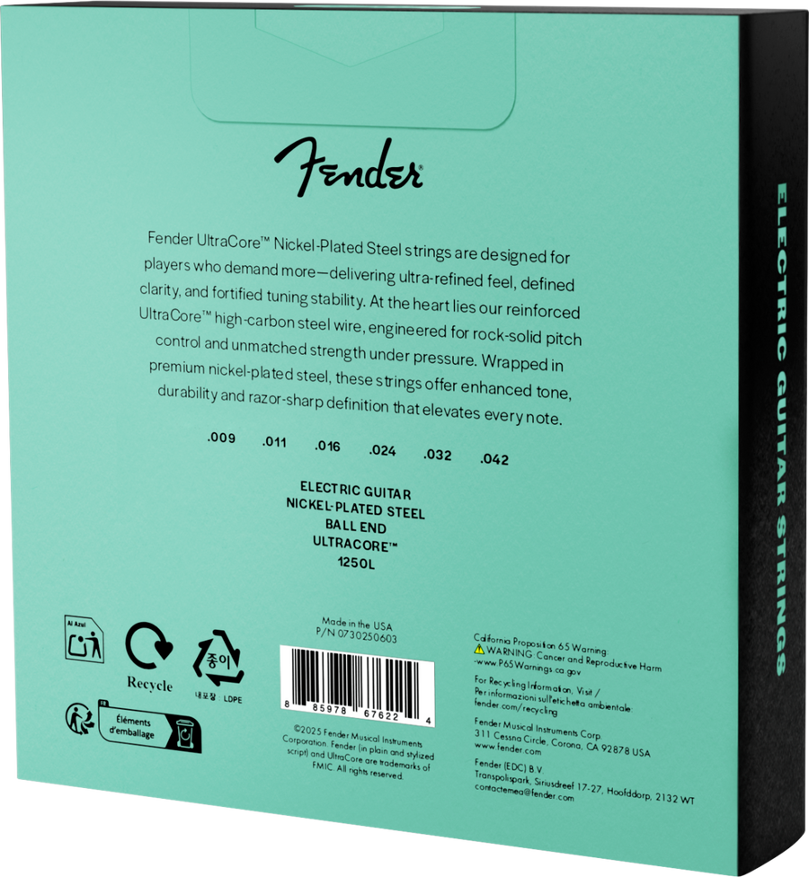 Fender UltraCore 1250 Nickel-Plated Steel Guitar Strings (3-Pack)