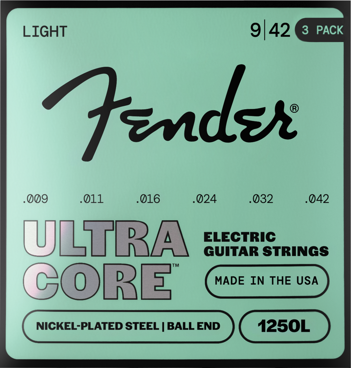 Fender UltraCore 1250 Nickel-Plated Steel Guitar Strings (3-Pack), front view