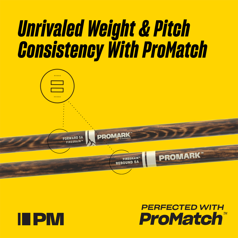 Promark Classic Forward 5A FireGrain Hickory Drumstick, Oval Wood Tip