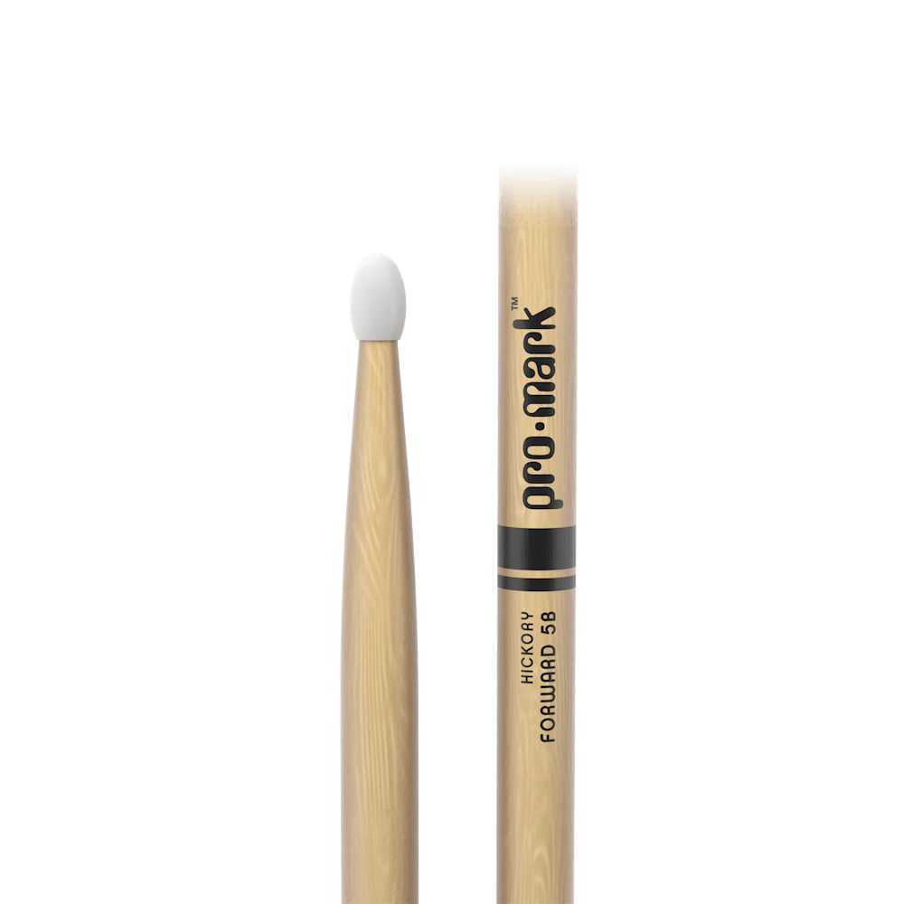 Promark Classic Forward 5B Hickory Drumstick, Oval Nylon Tip