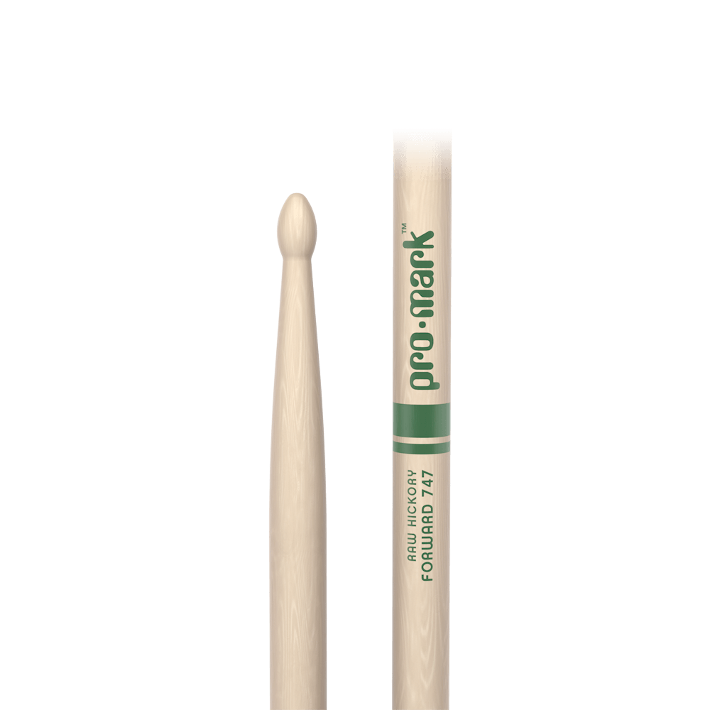 Promark Classic Forward 747 Raw Hickory Drumstick, Oval Wood Tip