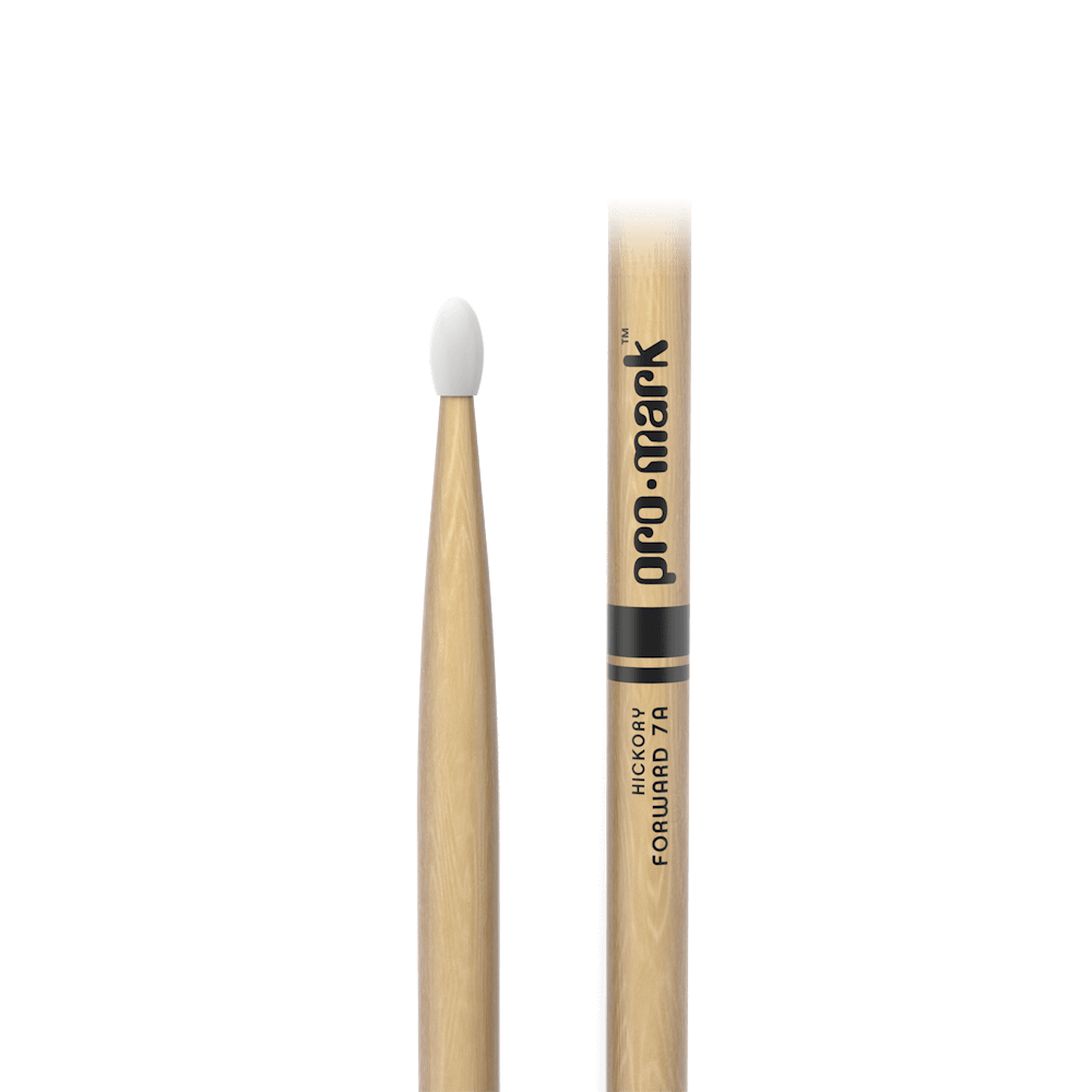 Promark Classic Forward 7A Hickory Drumstick, Oval Nylon Tip