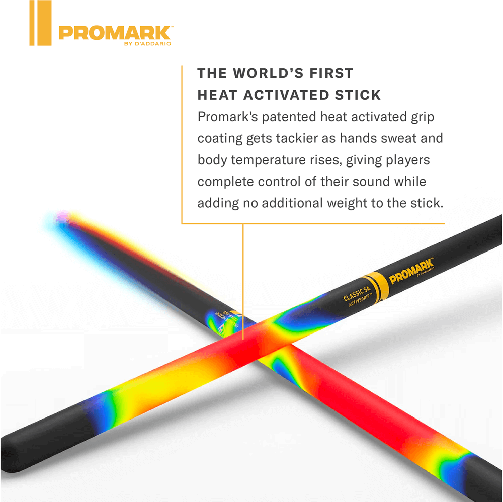 Promark Rebound 5B ActiveGrip Hickory Drumstick, Acorn Wood Tip