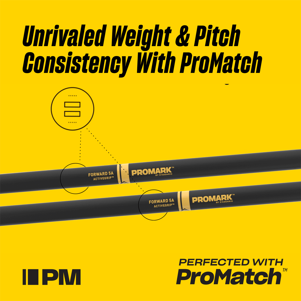 Promark Rebound 5B ActiveGrip Hickory Drumstick, Acorn Wood Tip