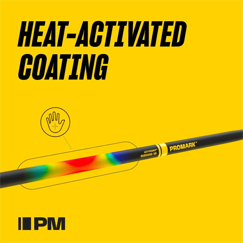 Promark Rebound 5B ActiveGrip Hickory Drumstick, Acorn Wood Tip