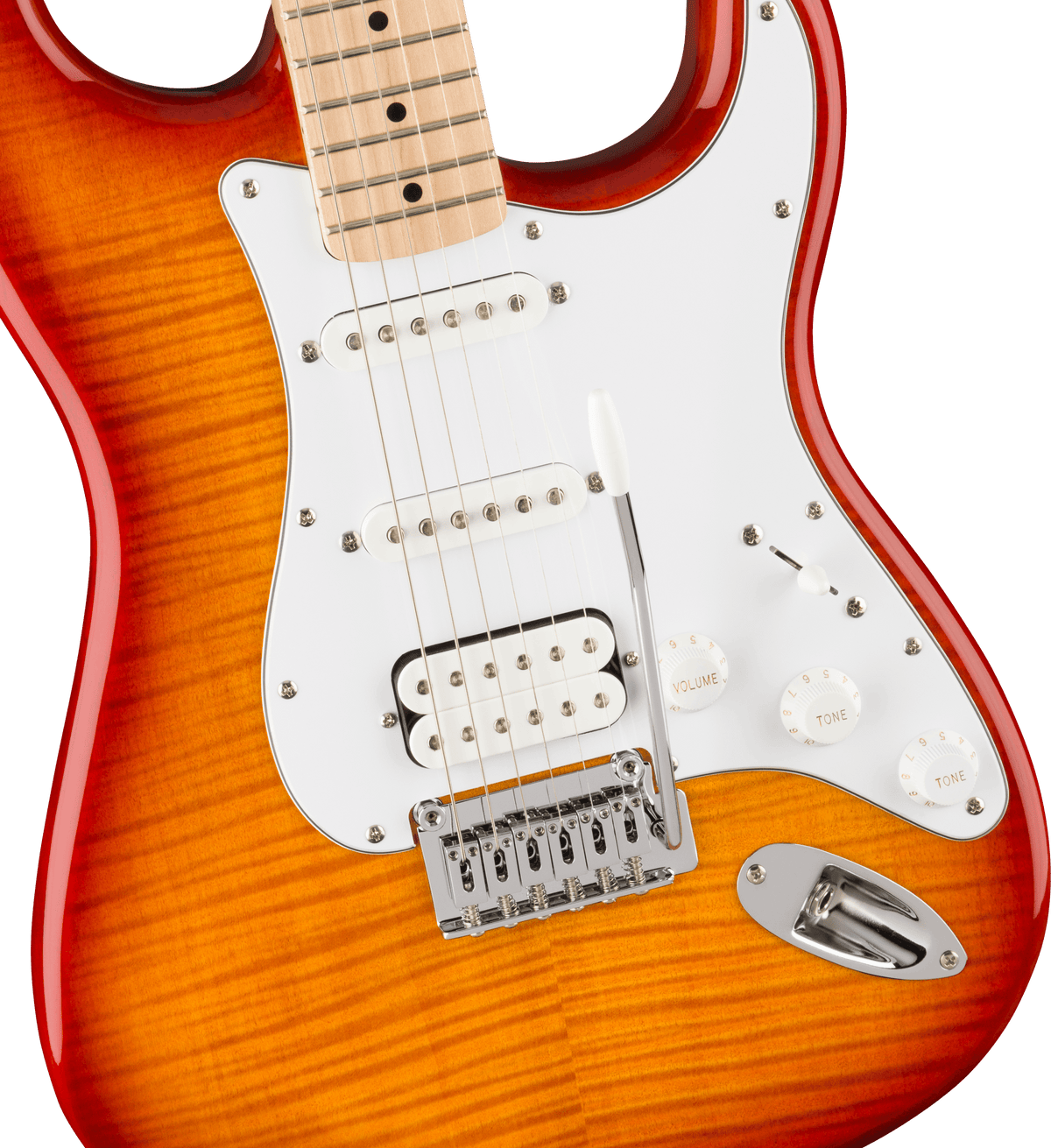 Squier Affinity Series Stratocaster FMT HSS, fingerboard detail