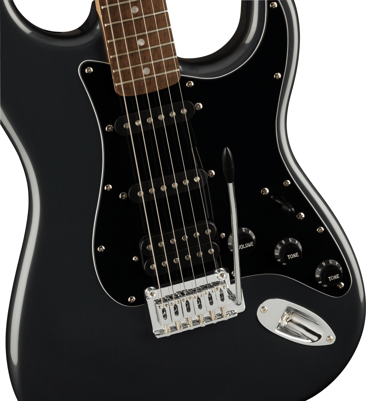 Squier Affinity Series Stratocaster HSS Pack, fingerboard detail