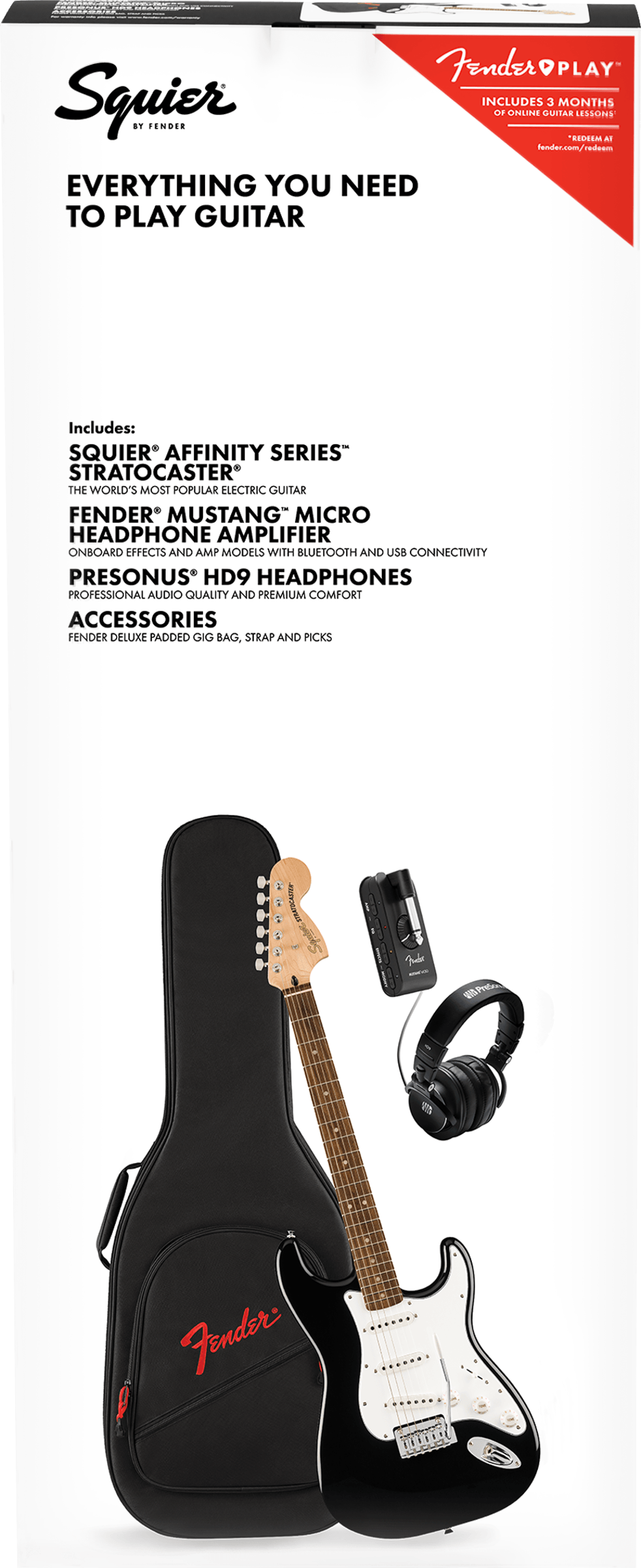 Squier Affinity Series Stratocaster Mustang Micro Pack