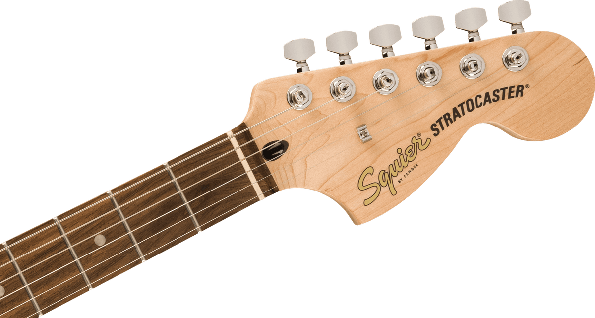 Squier Affinity Series Stratocaster Mustang Micro Pack, headstock, front
