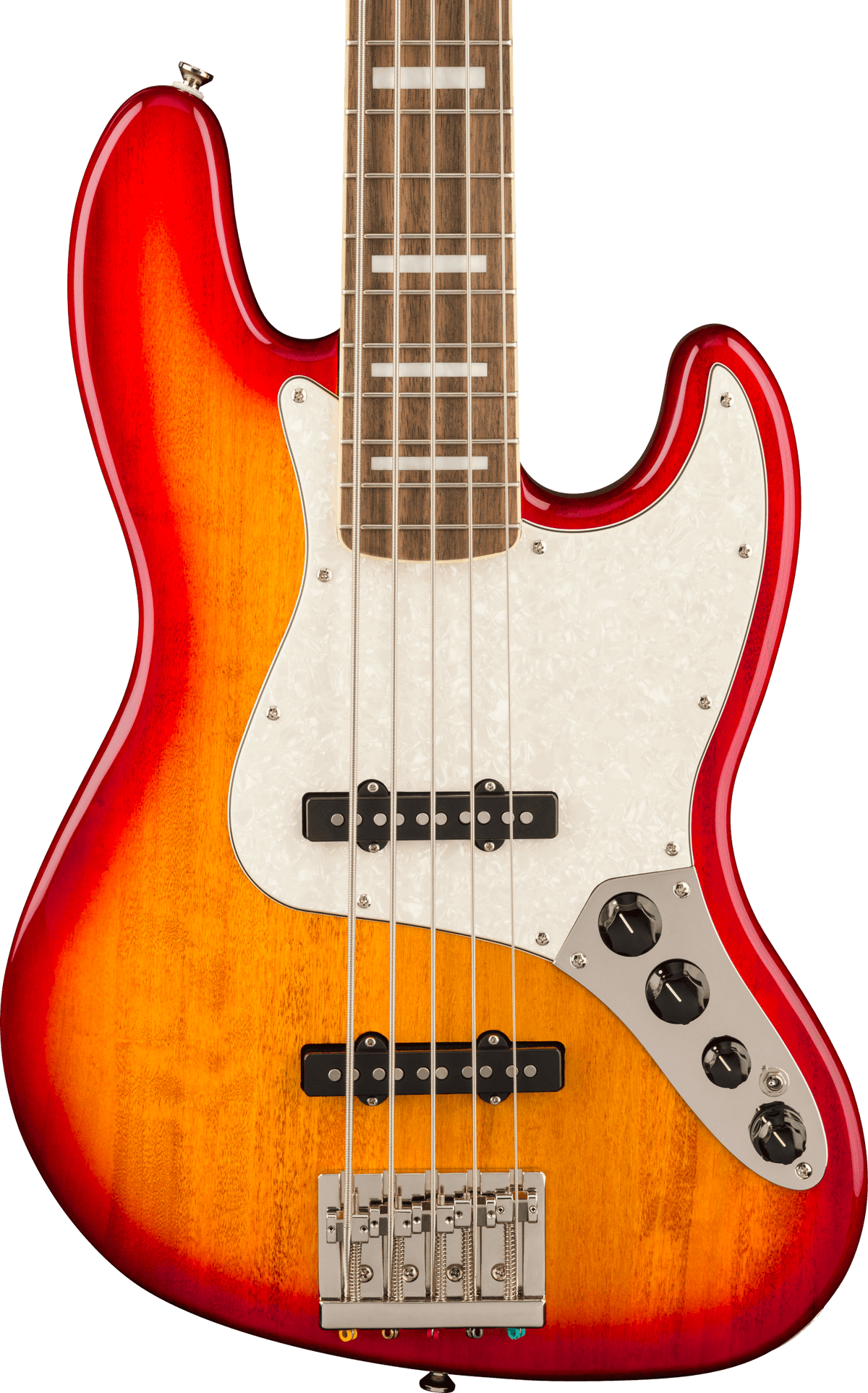 Squier Classic Vibe Active '70s Jazz Bass V, fingerboard detail