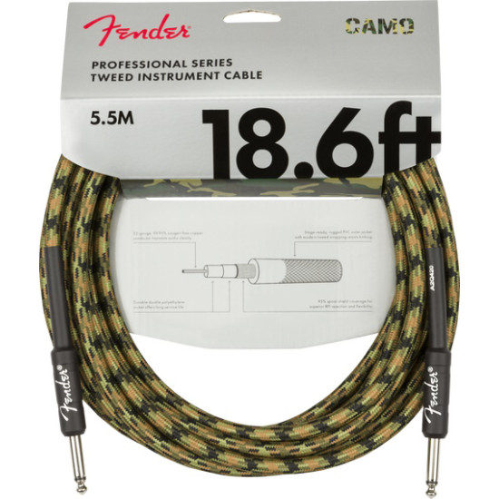 Fender Professional Series Instrument Cable Straight/Straight 18.6 foot Woodland Camo