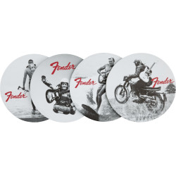 Fender Vintage Ads 4Pk Coaster Set Black and White