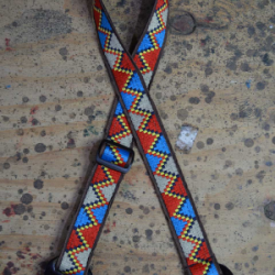 Ukulele Strap Red Yellow and Blue Jacquard